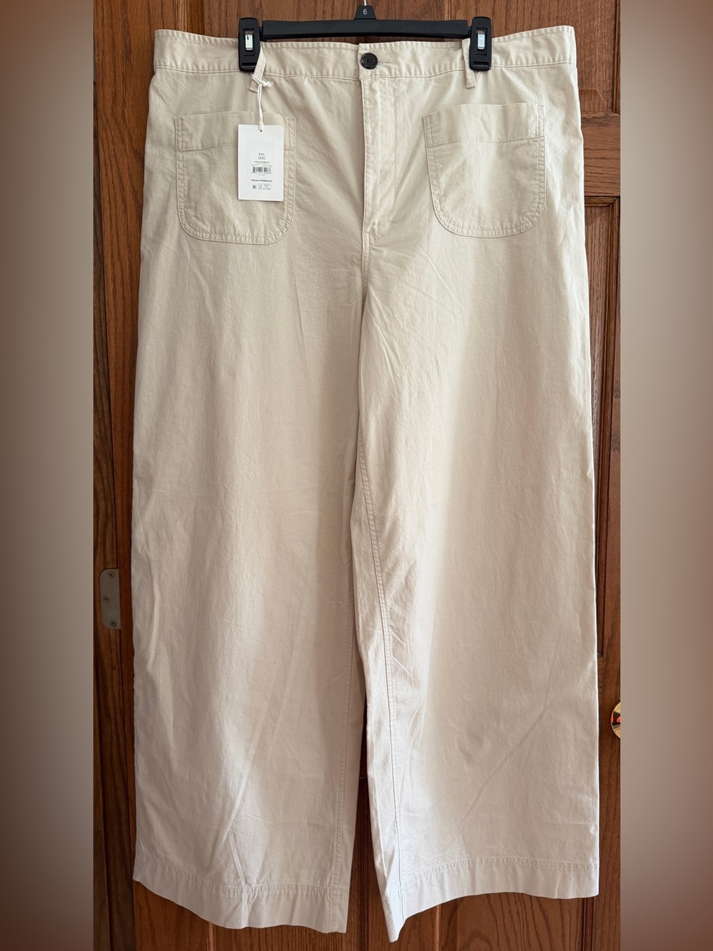 Free Assembly Cream Beige Wide-Leg High-Rise Patch Pockets Jeans Pants. W XXL/20